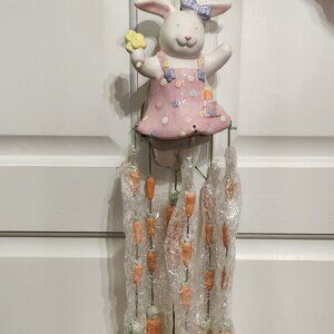 Blossoms And Blooms Easter Bunny With Carrots Wind Chime Still in Original Box